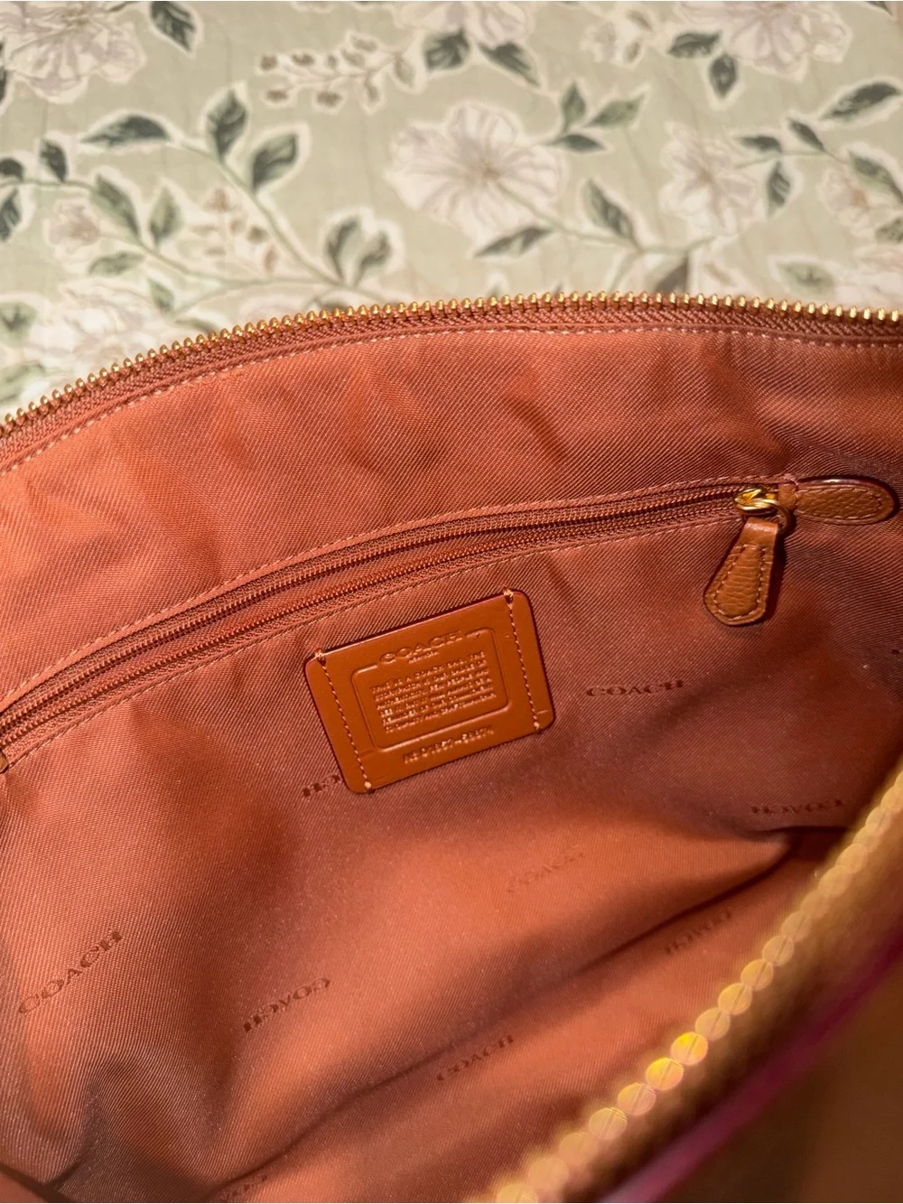 Coach Pebbled Leather Tote - Cognac